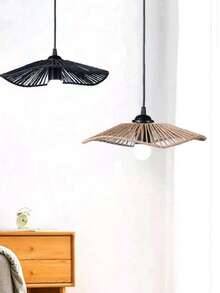 1 pieza Pantalla de lámpara colgante tejida, lámpara colgante simple de mano tejida de manera natural, pantalla de lámpara colgante de ratán para techo, lámpara colgante de granja creativa, lámpara colgante de araña de ratán