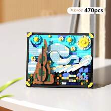 1 Painting Building Block, DIY Painting Building Blocks ,Starry Sky, Young Girl, Sea Wave,Mountains, Building Block, Birthday Gift,Painting Lover Desktop Decoration,Living Room Decoration,Office Desktop Ornament.