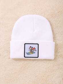 Disney 1pc Official Licensed Mickey Mouse Label Knit Beanie Hat, Warm And Windproof, Suitable For Autumn/Winter, Ideal For Everyday Outdoor Activities, Elastic And Lightweight, Women's Style - Multicolor - View 3