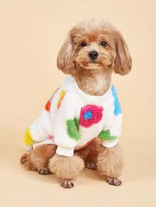EOO 1 buah Hoodie Hewan Peliharaan Berbahan Fleece Motif Bunga Hangat Gaya Baru Modis untuk Kucing & Anjing, Musim Gugur/Dingin - MultiWarna - View 4