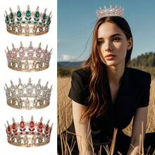 2 pièces/set Ensemble de couronne de strass en forme de larme pour anniversaire, couronne dorée reine d'anniversaire avec bretelle, accessoires pour cheveux joyeux anniversaire pour femmes, décorations de fête