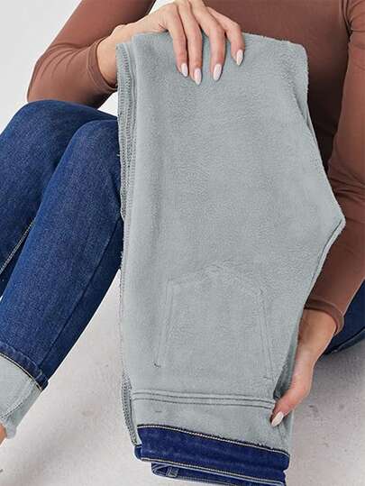 Autumn And Winter Women's Washed Denim Leggings Plus Fleece Trousers, Autumn And Winter Thick Fleece Warm Pants, Suitable For Autumn And Winter Going Out Bottoms Christmas Atmosphere Wear