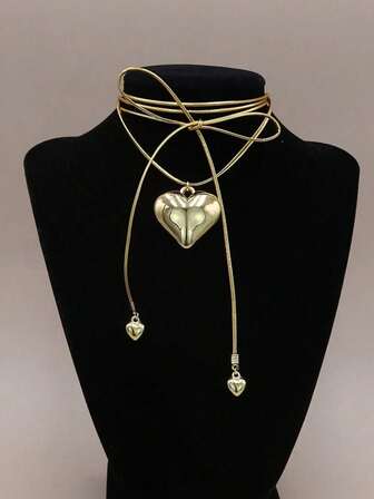 1 pieza Colgante de encanto de medallón con corazón dorado de estilo elegante y encantador con corazones en capas para mujeres, adecuado para vacaciones, citas y uso diario