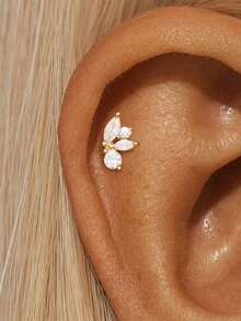 1 件 925 纯银星形不对称榄尖形心形平背软骨耳轮穿孔精美珠宝适合日常佩戴婚礼派对订婚周年纪念情人节 - 金色 - 查看 18