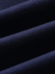 男士长袖撞色格纹Polo衫，宽松休闲运动学院风，适合春秋季穿着 - 藏蓝色 - 查看 9