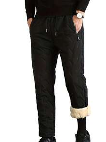 保暖加厚运动裤，男士休闲宽松裤，带大口袋和抽绳腰带，适合秋冬季户外活动