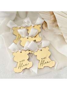 Gold Custom Acrylic Mirror Tags, Teddy Bear Party Gift Tag, Teddy Bear Baby Shower Favor Tags, Birthday Gift Tags, Thank You Gift Tag - Gold - View 11