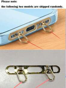 2pcs Metal Ultra-Thin Anti-Lost Backplate, Stainless Steel Clip-On Phone Lanyard Clip, Double Buckle Pad (2 Styles Of Pads Randomly Sent, See Details) - Multicolor - View 10