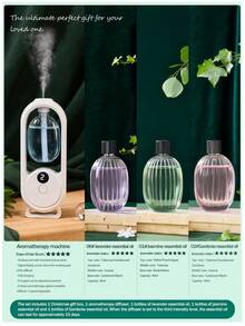 Un diffuseur d'arômes intelligent blanc, diffuseur d'huiles essentielles pour la maison au design minimaliste et moderne, avec 5 modes de fonctionnement et un éclairage ambiant romantique et coloré. Rechargeable par USB. Disponible avec un choix de sets d'huiles essentielles parfumées de 1 ou 3 bouteilles. Convient pour les chambres à coucher, les salons, les bureaux, les pièces pour animaux de compagnie et la désodorisation de la salle de bain. Également idéal comme décoration de fête, décoration d'intérieur ou cadeau de Noël.