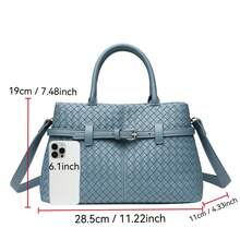 Women's Tote Bag, Fashionable Woven Texture One Shoulder Tote Bag, High-End Sense, Large Capacity Commuter Crossbody Bag, Retro Handbag, Women's Bag, Casual Versatile Purse