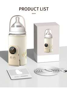 Upgrade Portable Bottle Warmer For Travel, 6 Temperature Settings With Smart Control & Night Light Display, Fast Heating, Long-Lasting Warmth 5-8H For Baby Feeding On-The-Go, Portable Travel Baby Bottle Warmer,Smart Portable Baby Bottle Warmer