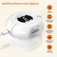 Electric Nail Clipper: Automatic 3 - Speed Trimmer With Trim & Polish, LCD, Built - In Light, Storage, USB Charge - For All Ages, Ideal For Home & Travel (Orange, White)