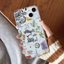 1 pieza Funda de teléfono TPU transparente minimalista con mapa de ruta de avión y sello, compatible con series 17 16 15 14 13 12 11 Plus Pro Max, funda protectora con estilo personalizado INS, diseño minimalista de alta estética, regalo de cumpleaños, regalo de vacaciones