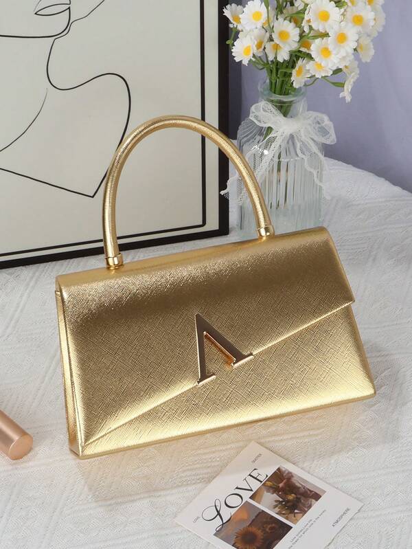 Women's Fashionable Elegant Metallic Clutch Handbag