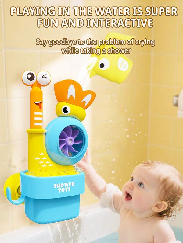 1 Set 18M+ Kids' Bath Water Play Set, Parent-Child Interactive Sprayer, Water-Pouring Flower Bloom, Cloud/Snail/Mushroom/Flower Designs, For Boys & Girls, Xmas & New Year Gift