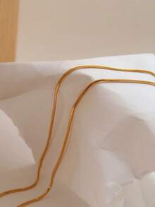 1pc Fashionable Minimalist Extra Long Golden Stainless Steel Snake Bone Necklace, Layered Wear For Sweaters, Suitable For Women's Daily, Festival, Party Matching And Gift