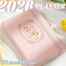 2026 全年计划本，设计精美，204 张/412 页，A5 周计划本和月计划本，用于日常记录和计划，海洋风格 12 页分隔页，简约的蓝色和粉色，提高效率，返校办公室，2026 年圣诞新年礼物 - 彩色 - 查看 12