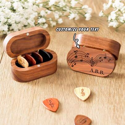 1 pieza Púas de guitarra de madera personalizadas con soporte, regalo del Día de San Valentín, regalo de Navidad para él, regalo de aniversario para novio/esposo, regalo personalizado para papá/él