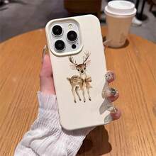 1 buah Casing Ponsel TPU Bahan Pita Motif Rusa Lucu Modis Serbaguna yang Dapat Dipersonalisasi Kompatibel dengan Apple 13/17/16/15/14/13/12/11/Pro/ProMax/PLUS, Ponsel GMI, Versi Internasional, Bukan Versi Domestik - Putih - View 4
