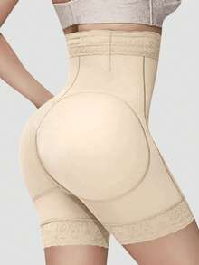 One Piece Women's Butt Lifting High Waist Lace Shapewear High Waist Tummy Control Panties Butt Lifting Butt Enhancement Shaping Seamless Panties Shorts - 米色 - 查看 2