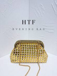 Women Evening Bag PU Leather Luxury Clutch Bag Woven Prom Evening Women Bag Party Banquet Bag Minimalist Sequins Envelope Crossbody Evening Party Bags For Women, Perfect For Party, Wedding, Prom, Dinner/Banquet