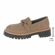 Giày lười đế dày mới dành cho nữ, giày da thời trang đa năng, giày thon gọn cho mọi mùa - Màu Khaki - Xem 9