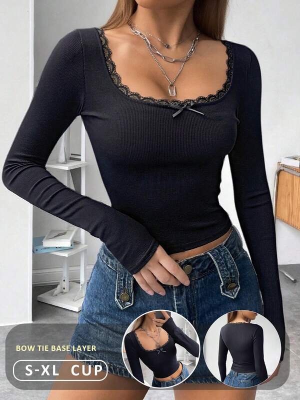 قميص داخلي مناسب للنساء بتصميم الفيونكة الفرنسية، قميص داخلي مثير ومناسب لجميع الفصول