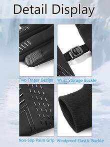 1Pair Winter Cycling Gloves For Men, Outdoor Cycling Reflective Exposed Finger Touch Screen Anti Slip And Velvet Warm Riding Gloves, Made Of Polyester Fiber Material, Waterproof Fabric, Exquisite Craftsmanship, Suitable For Men, Essential For Autumn And Winter. A Pair Of Simple And Personalized Sports Gloves, Snow Gloves