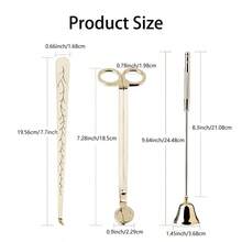 Juego de 3 piezas de herramientas para velas en color negro y dorado, kit de herramientas de acero inoxidable que incluye cortador de mecha, sumergidor de mecha y apagador de mecha para amantes de las velas, set de accesorios para velas - Dorado - Ver 3