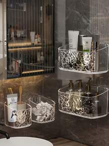 1 件透明浴室架，壁挂式收纳架，用于放置洗漱用品和化妆品，无需钻孔 - 彩色 - 查看 10