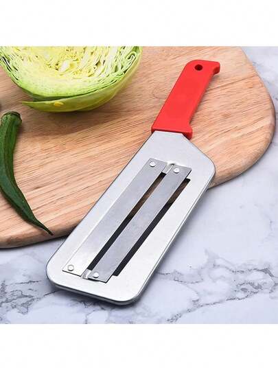 Cabbage Chopper Shredder, Cabbage Cutter Knife Kitchen Slicer Sauerkraut Cutter Coleslaw Grater, Sharp Stainless Steel Blades, Black & Red Handle