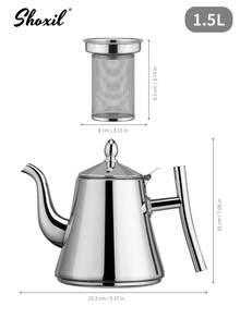 shoxil 1pc Stainless Steel Teapot With Infuser, Insulated Coffee Pot, Water Pot, Coffee Kettle, Boiling Tea Kettle, For Home, Hotel, Cafe, Restaurant - Pot - View 9