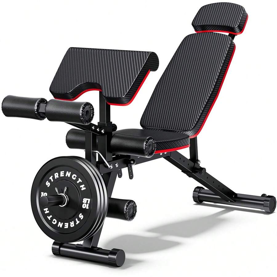 GIKPAL Built-In Transportation Wheel 10 Positions Adjustable Weight Bench - Bề mặt thảm rơm đan chéo - Xem 1