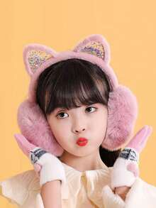 冬季耳套 - 女孩可爱耳罩 - 耳袋 - 保暖耳罩 - 毛绒耳朵耳套