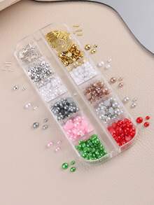 3D Christmas Series Pearl Christmas Nail Art Decorations Colorful Half Round Beads Nail Jewelry Autumn And Winter Christmas DIY Resin Rhinestones Manicure Accessories