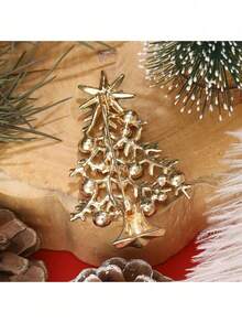 1pc Christmas Brooch, Full Crystal Inlaid Rhinestone Christmas Tree Brooch, Alloy Christmas Jewelry Accessory Costume Accessories Bag Charms Office Accessories
