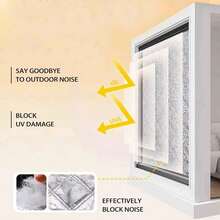 1pc All Season Thermal Insulated Blackout Curtain, Winter Windproof Soundproof Warm Curtain, Summer Bathroom Kitchen Bedroom UV Shading Curtain, Seal Window, Blackout Soundproof, DIY Self-Adhesive Magic Tape Window Sticker, Easy Installation Without Drilling