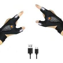 Guantes de Linterna,Regalo para hombres,Guantes con LED, Mecánico, Electricista (Un par de guantes) - Negro - Ver 2