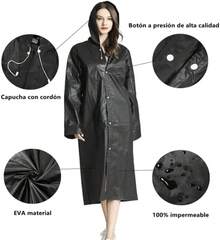 Capa Impermeable Adulto para Lluvia,hubasqueros para Hombre y Mujer, Poncho Impermeable, Reutilizable EVA - gris - Ver 2