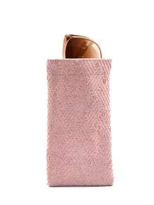 1pc PVC Woven Straw Leather Glasses Pouch - Portable Squeeze Top Leather Glasses Bag Anti-Scratch Eyeglass Case - Multicolor - View 18