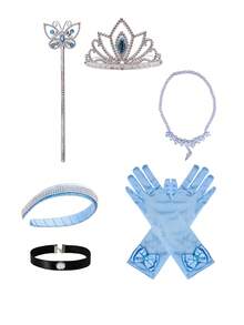 Cosplay Märchenprinzessin Krone Haarband, Schmetterling Zauberstab, Kristall High Heels, Halskette, Handschuhe Kostüm Accessoire Set, Geburtstags Party Prinzessin Haarband, Halskette, Feenzauberstab, Handschuhe Kostüm Accessoire Kombination