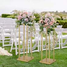 Vincidern 4Pcs 23.6inch Metal Flower Stand For Party,Elegant Golden Column Wedding Flower Stand For Showcasing Flowers Wedding Home Party Decorations ,Event, Party Road Leads,Mother's Day Party Supplies - Vàng (4 Cái) - Xem 7