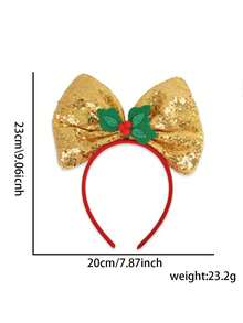 1PC Christmas Bow Headbands, Sequin Xmas Hair Hoops With Santa Holly Gift Decor, Cute Festive Hair Accessories For Women Girls, Christmas Party Cosplay Headwear, Party, Hair Band ,Hairband For Women
