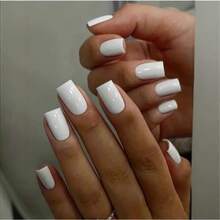 New Style Solid-Color White Rectangular Homemade Nail Art