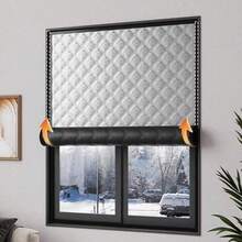 1pc All Season Thermal Insulated Blackout Curtain, Winter Windproof Soundproof Warm Curtain, Summer Bathroom Kitchen Bedroom UV Shading Curtain, Seal Window, Blackout Soundproof, DIY Self-Adhesive Magic Tape Window Sticker, Easy Installation Without Drilling