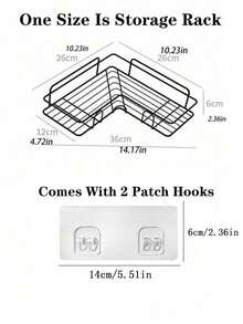 1 pieza Estantería de baño, Cesta de ducha, Estantería de almacenamiento triangular sin taladrar para baño y cocina, Estantería de almacenamiento de baño sin agujeros - Negro - Ver 7