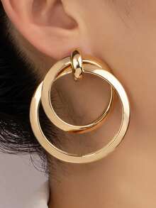 Women S Dainty Round Drop Earrings Gold Silver Color Geometric Crystal Stud Earrings For Wedding Party Daily Wear Gift SFG8 - Yellow Gold - View 6