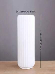 现代几何条纹塑料花瓶，高圆柱形装饰花瓶，适用于客厅、办公室、卧室、厨房、婚礼、农舍摆件落地式大花瓶高简约水培塑料仿陶瓷白黑色欧式家居干花插花客厅摆件北欧现代简约风格小花瓶节日礼物 - 彩色 - 查看 12