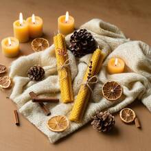 Beeswax Candle Set Handmade, 20 Pcs Slightly Narrow | Christmas Candles | Honeycomb Texture | Bees Wax Candles Gift Set With Christmas Decorative Gift Box | Premium, Dinner Home Decor Christmas Decorations Room Decor, Christmas Gifts
