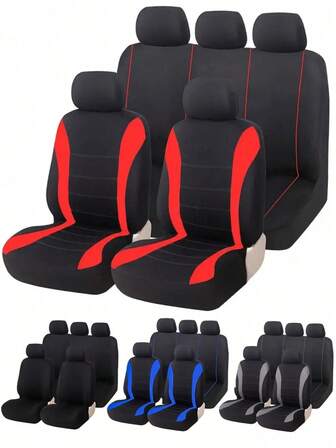Fundas universales para asientos de coche (2/4/9 piezas) - Tela compatible con airbag, se ajusta a sedán, SUV, van | Opcional 1/2/5 asientos: incluye fundas para reposacabezas y fundas para asientos traseros